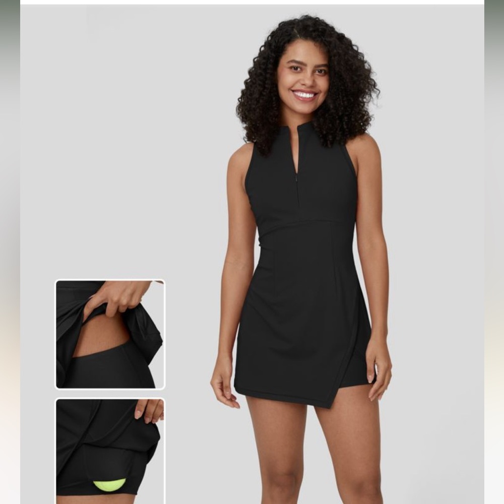 Zipper Racerback Split Side Pocket 2-Piece Mini Tennis Active Dress Size Small